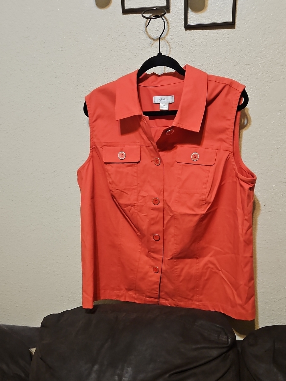 Christopher & Banks Coral Sleeveless Button-Up Vest